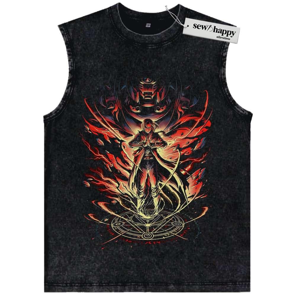 Wash Tank Top Alphonse vs Edward Elric Tank Top, Fullmetal Alchemist Tank Top, Anime Tank Top, Vintage Tank Top