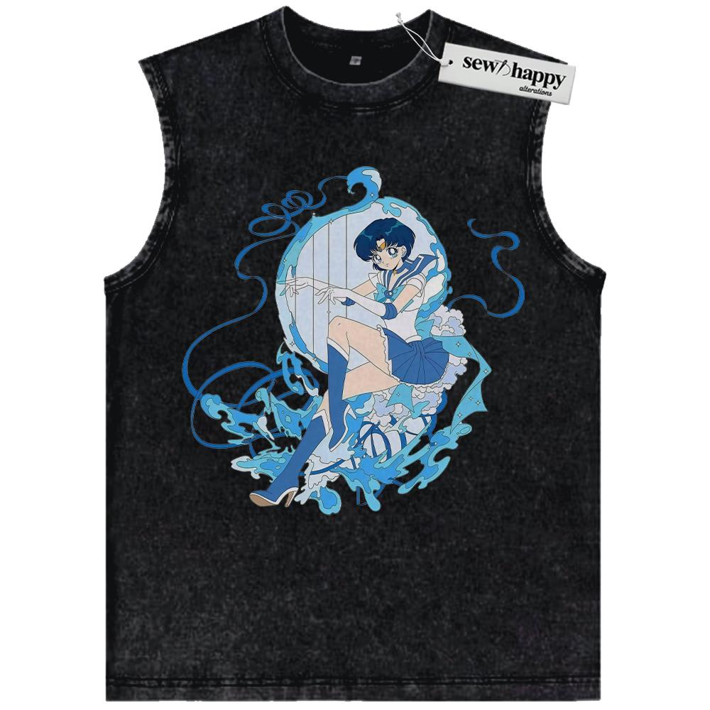 Wash Tank Top Ami Mizuno Tank Top, Sailor Mercury Tank Top, Sailor Moon Tank Top, Anime Tank Top, Vintage Tank Top