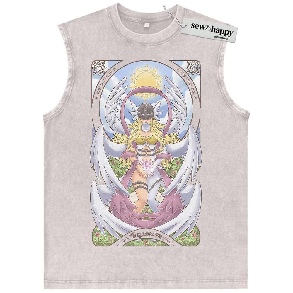 Wash Tank Top Angewomon Tank Top, Digimon Adventure Tank Top, Anime Tank Top, Vintage Tank Top