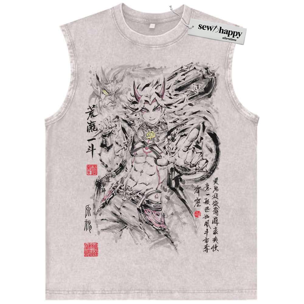 Wash Tank Top Arataki Itto Tank Top, Genshin Impact Tank Top, Game Tank Top, Vintage Tank Top