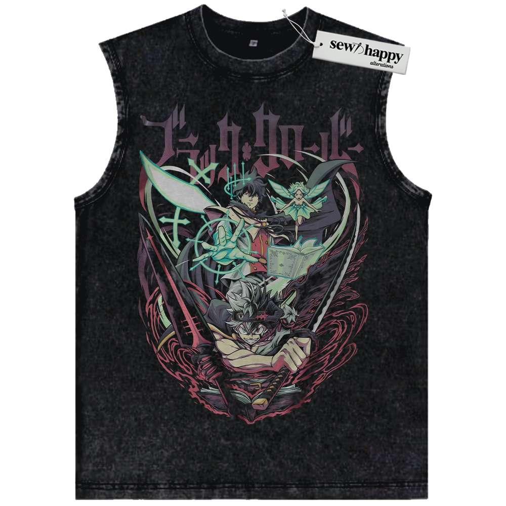 Wash Tank Top Asta Tank Top, Yuno Grinberryall Tank Top, Black Clover Tank Top, Anime Tank Top, Vintage Tank Top