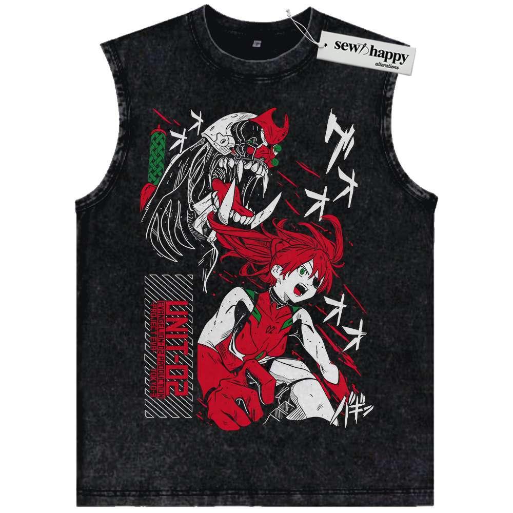 Wash Tank Top Asuka Langley Soryu Tank Top, Neon Genesis Evangelion Tank Top, Anime Tank Top, Vintage Tank Top