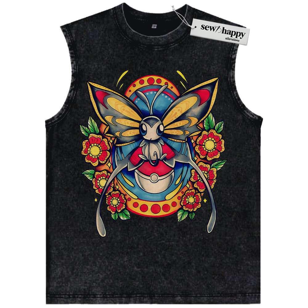 Wash Tank Top Beautifly Tank Top, Pokemon Tank Top, Anime Tank Top, Vintage Tank Top