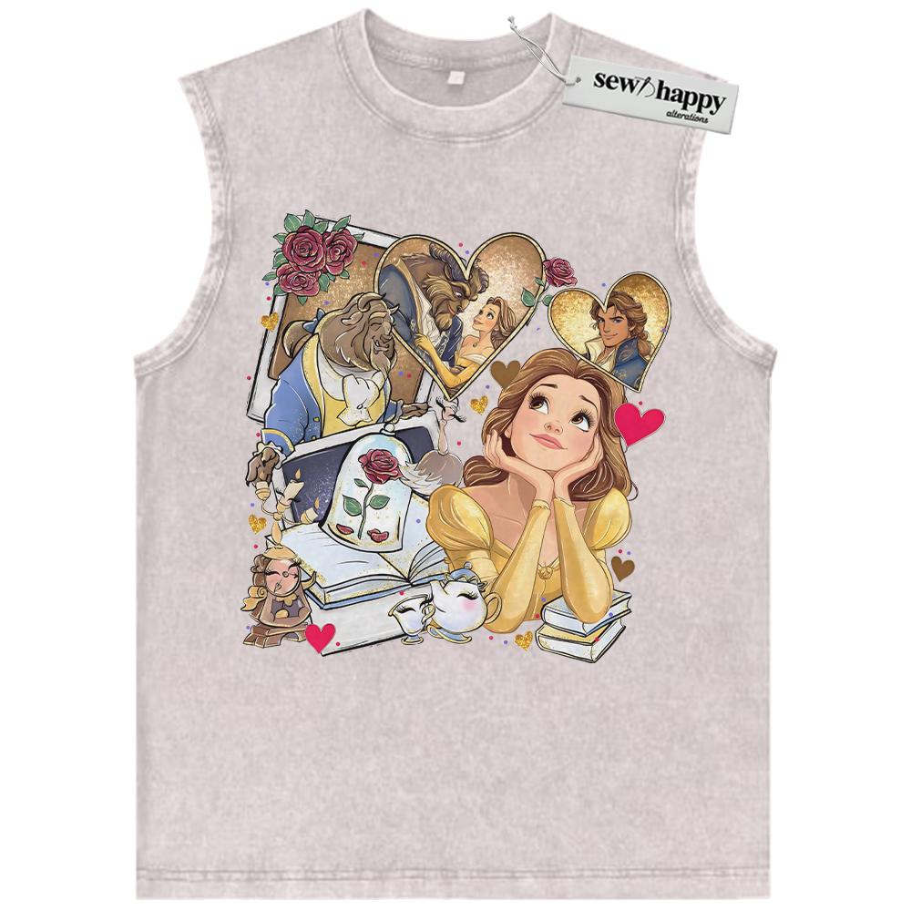 Wash Tank Top Beauty and the Beast Tank Top, Animated Tank Top, Vintage Tank Top