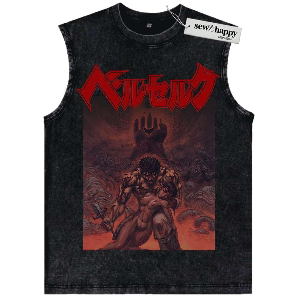 Wash Tank Top Berserk Tank Top, Anime Tank Top, Vintage Tank Top