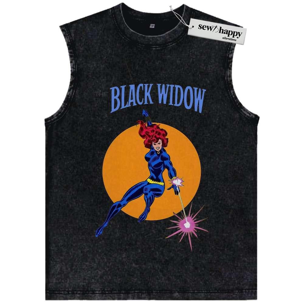 Wash Tank Top Black Widow Tank Top, Marvel Comics Tank Top, Vintage Tank Top