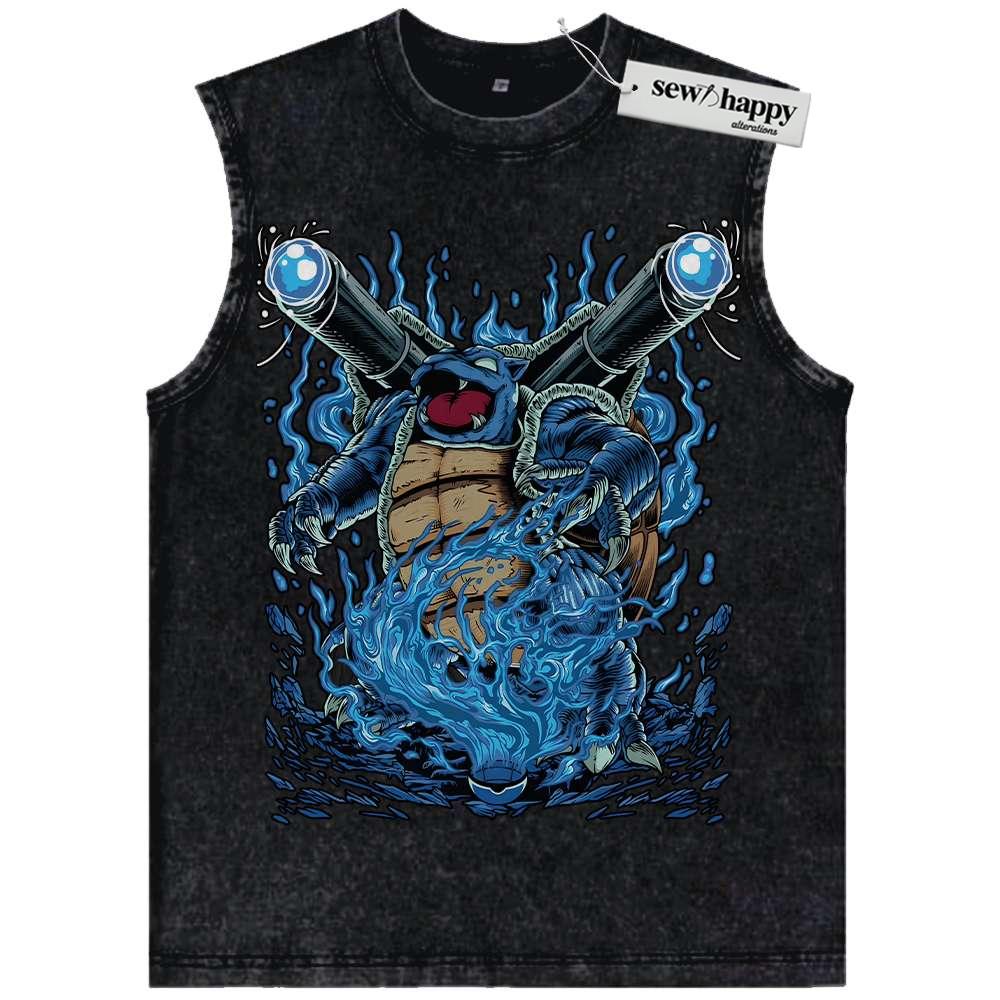 Wash Tank Top Blastoise Tank Top, Pokemon Tank Top, Anime Tank Top, Vintage Tank Top