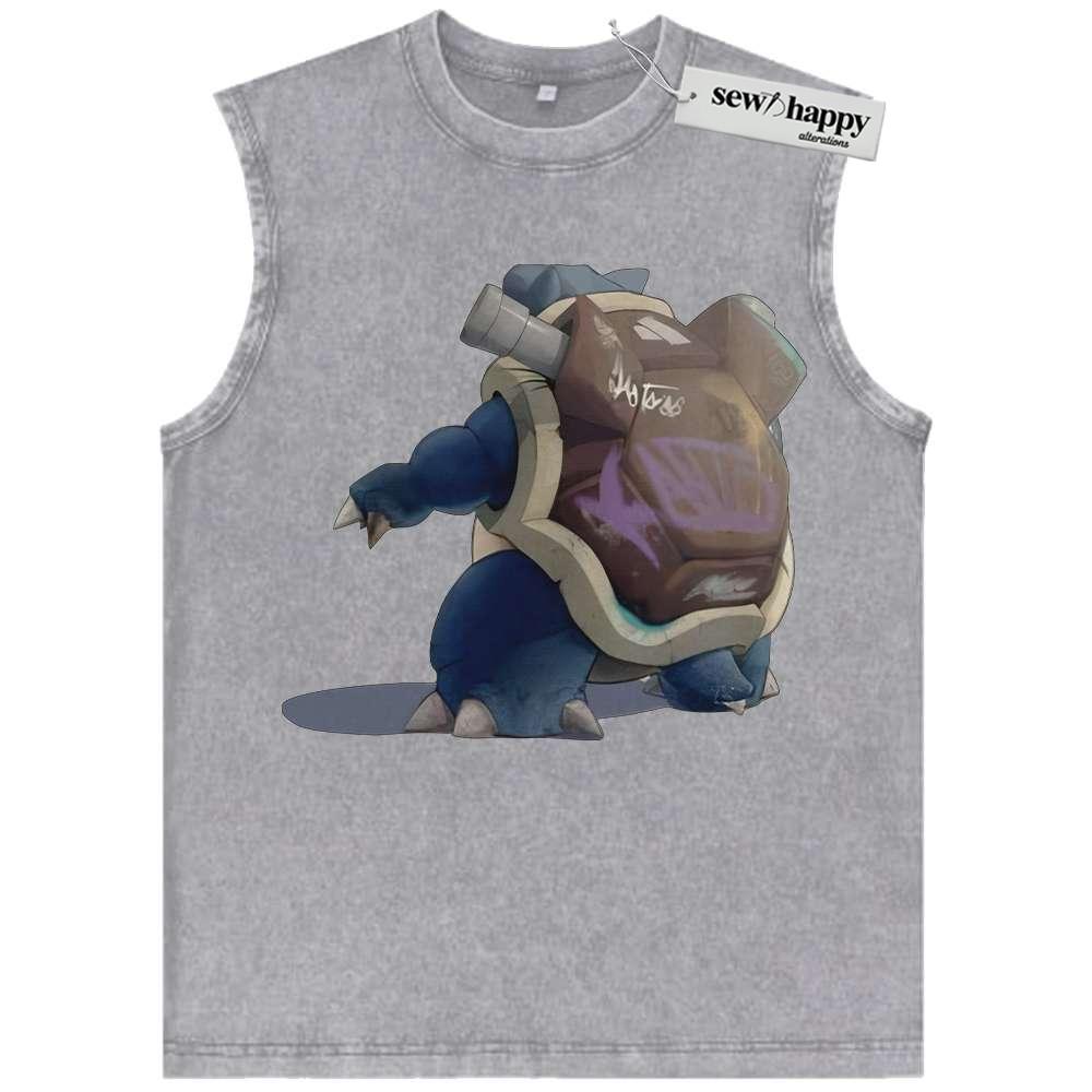 Wash Tank Top Blastoise Tank Top, Pokemon Tank Top, PKM Tank Top, Anime Tank Top, Vintage Tank Top