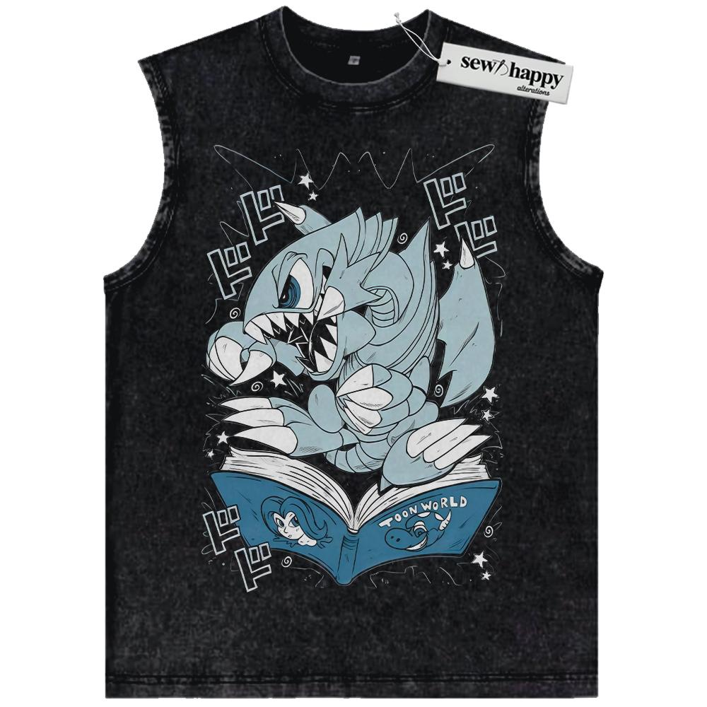 Wash Tank Top Blue-Eyes Toon Dragon Tank Top, Anime Tank Top, Vintage Tank Top