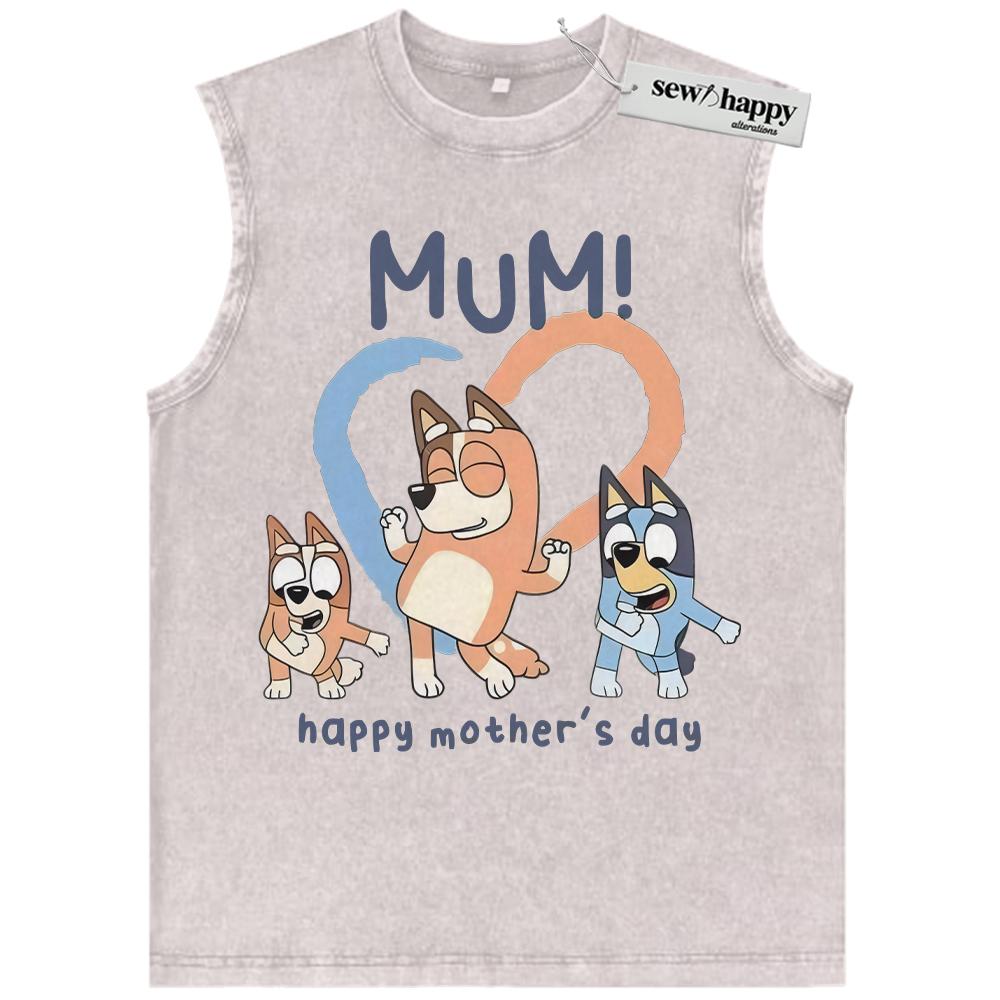 Wash Tank Top Bluey Tank Top, Mother’s Day Tank Top, Animated Tank Top, Vintage Tank Top