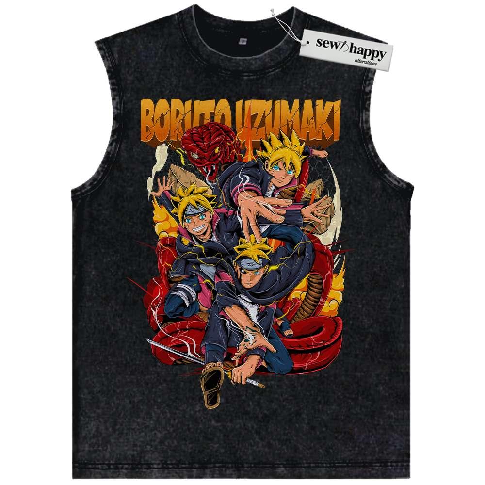 Wash Tank Top Boruto Uzumaki Tank Top, Naruto Tank Top, Anime Tank Top, Vintage Tank Top