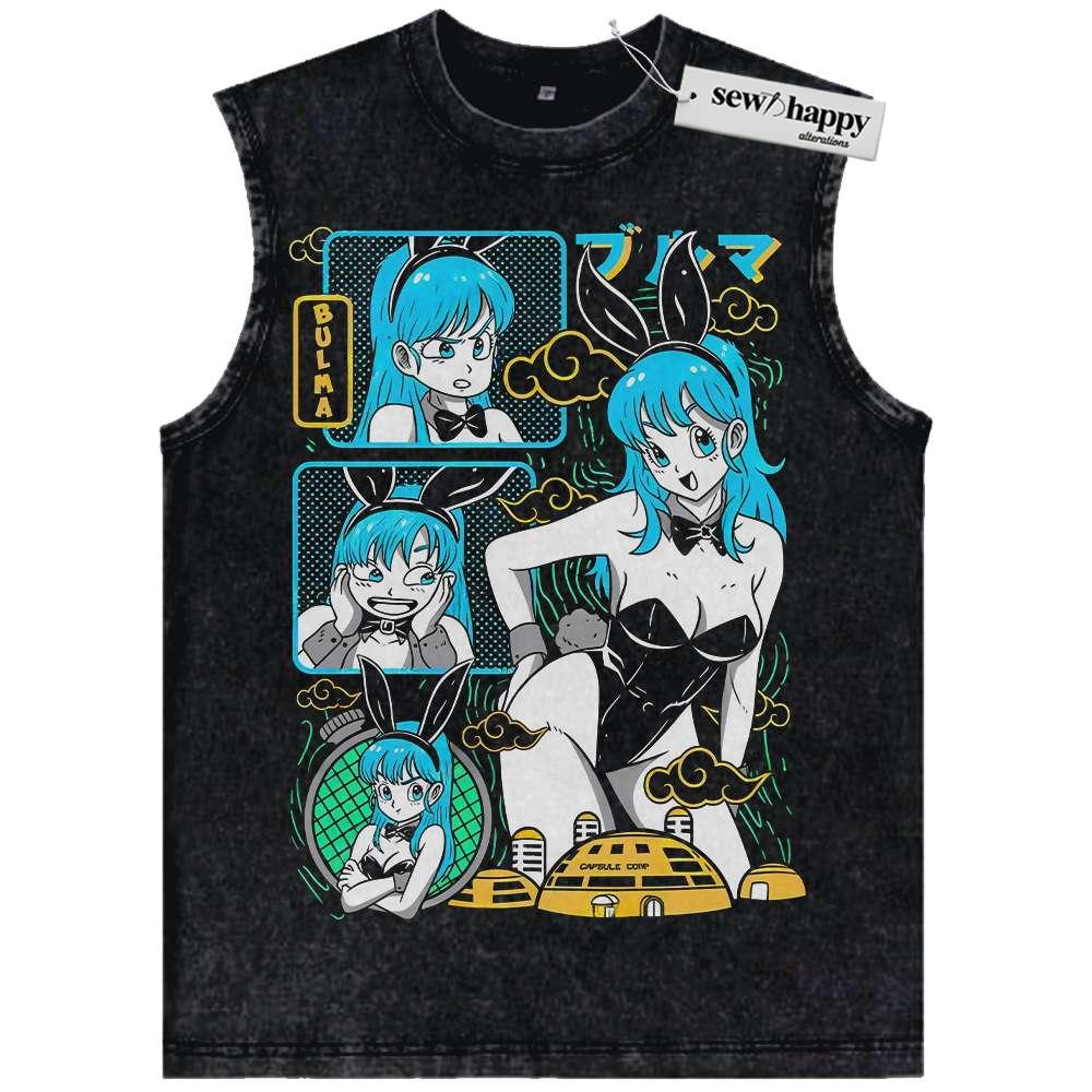Wash Tank Top Bulma Tank Top, Dragon Ball Tank Top, Anime Tank Top, Vintage Tank Top