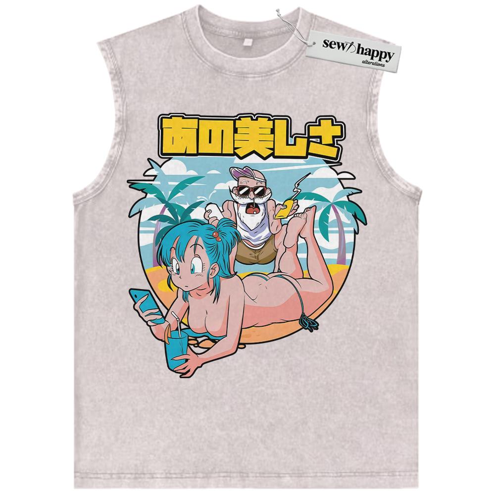 Wash Tank Top Bulma Tank Top, Master Roshi Tank Top, Dragon Ball Tank Top, Anime Tank Top, Vintage Tank Top