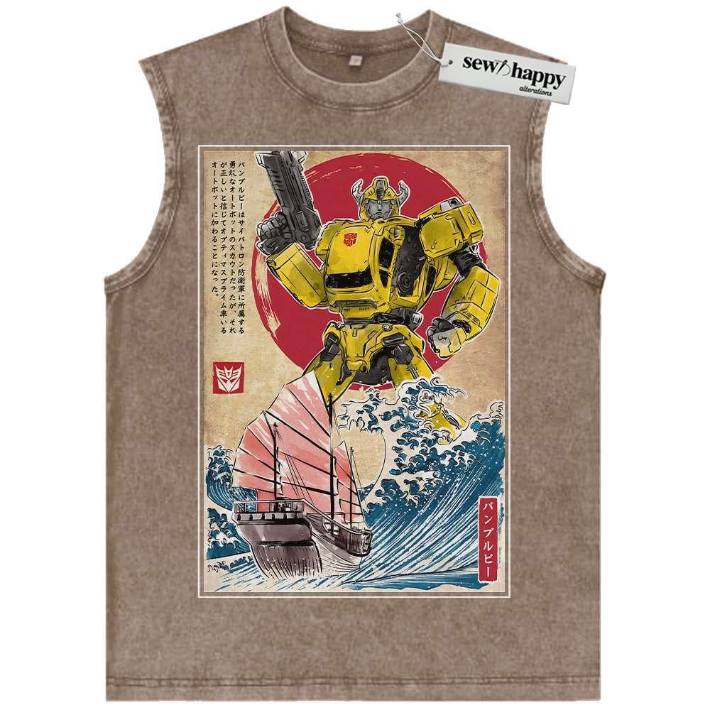 Wash Tank Top Bumblebee Tank Top, Transformers Tank Top, Movie Tank Top, Vintage Tank Top