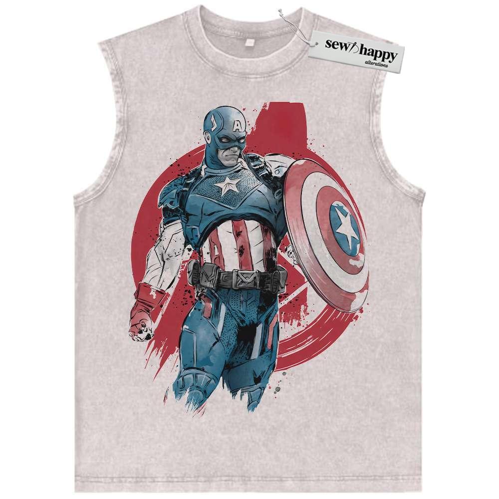 Wash Tank Top Captain America Tank Top, Marvel Comics Tank Top, Vintage Tank Top