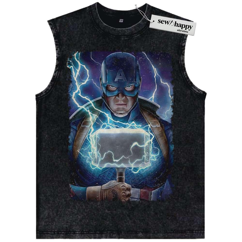Wash Tank Top Captain America Tank Top, Marvel Comics Tank Top, Vintage Tank Top