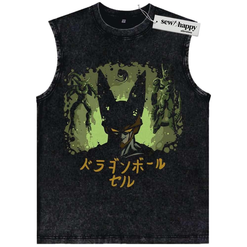 Wash Tank Top Cell Tank Top, Dragon Ball Tank Top, DBZ Tank Top, Anime Tank Top, Vintage Tank Top