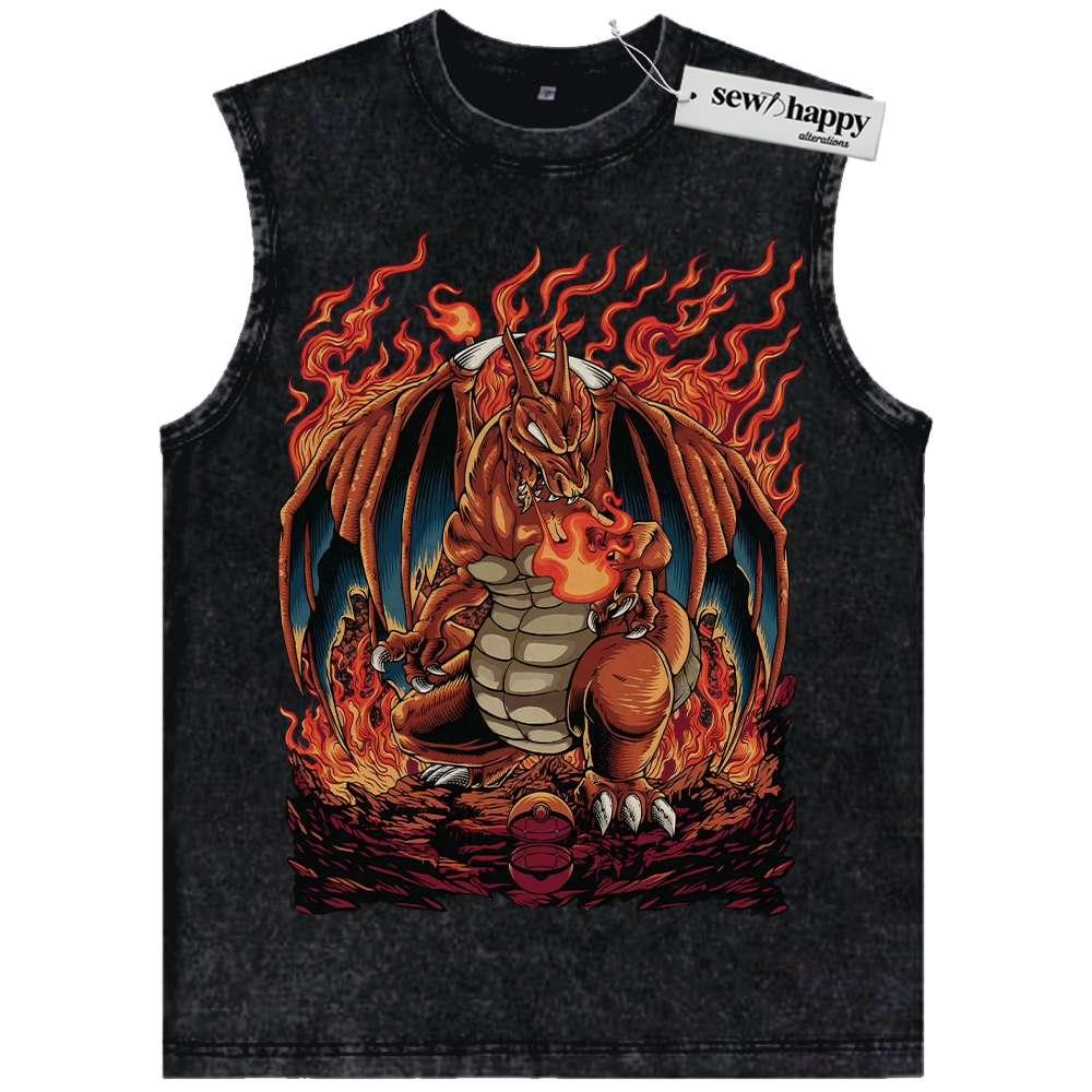 Wash Tank Top Charizard Tank Top, Pokemon Tank Top, Anime Tank Top, Vintage Tank Top