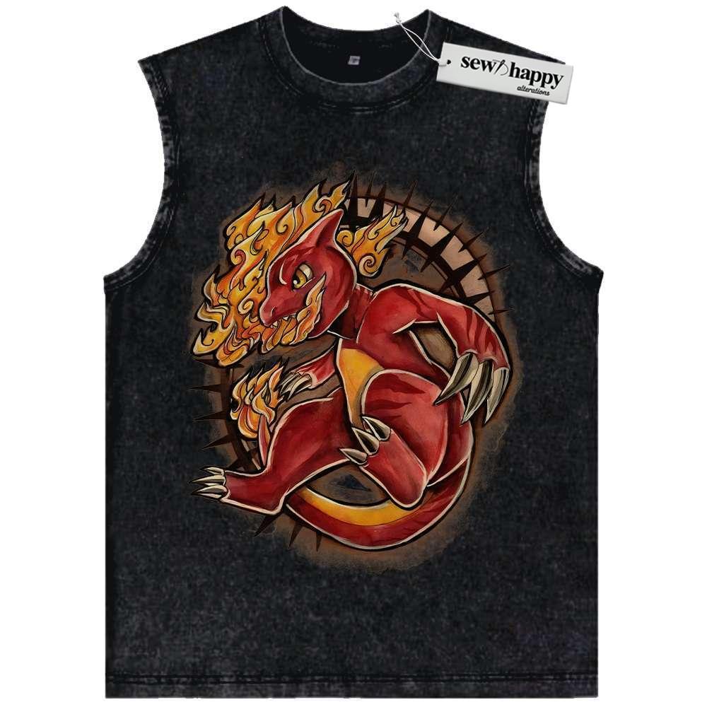 Wash Tank Top Charmeleon Tank Top, Pokemon Tank Top, Anime Tank Top, Vintage Tank Top