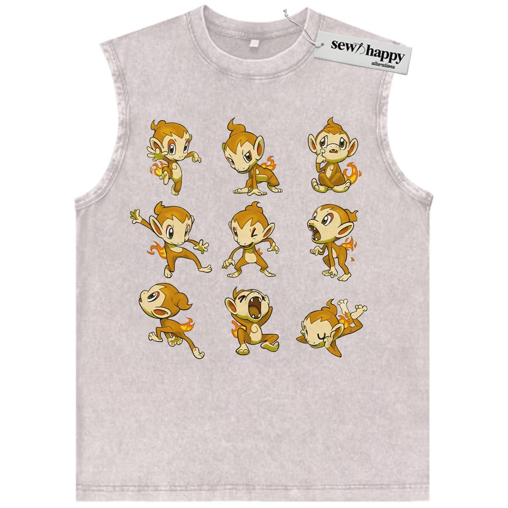 Wash Tank Top Chimchar Tank Top, Pokemon Tank Top, PKM Tank Top, Anime Tank Top, Vintage Tank Top