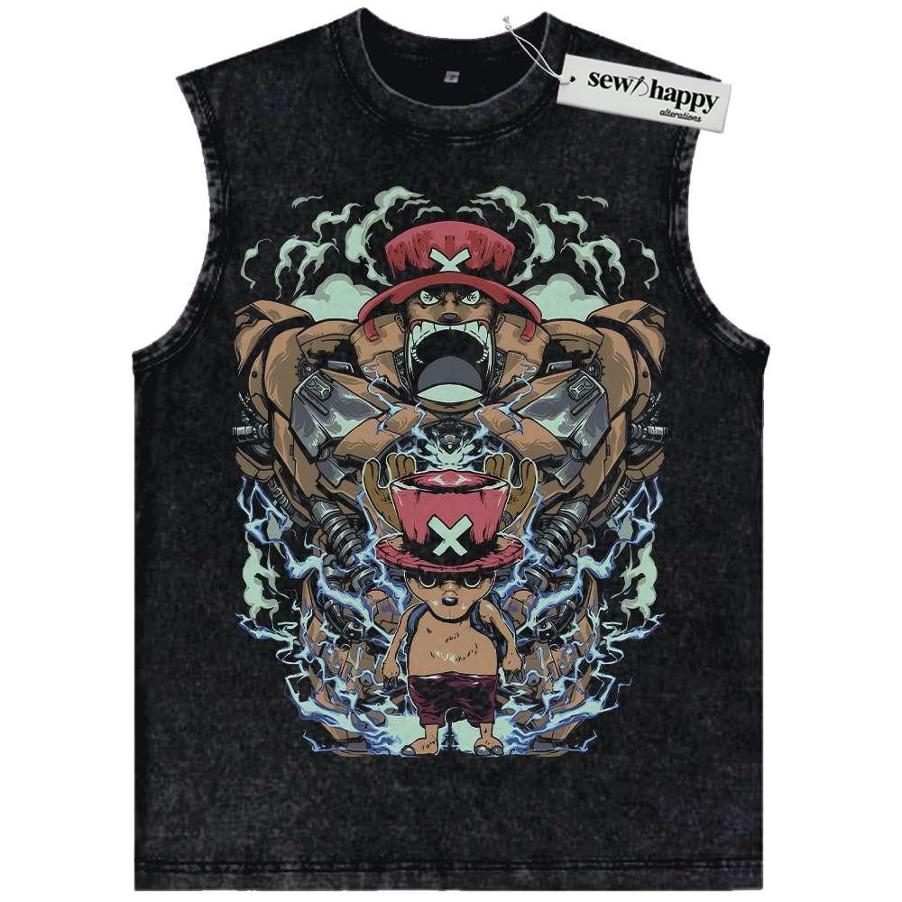 Wash Tank Top Chopper Tank Top, One Piece Tank Top, Anime Tank Top, Vintage Tank Top