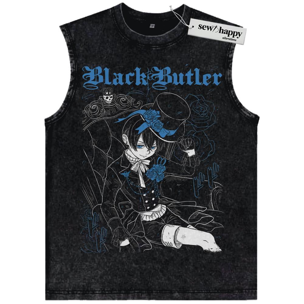 Wash Tank Top Ciel Phantomhive Tank Top, Black Butler Tank Top, Anime Tank Top, Vintage Tank Top