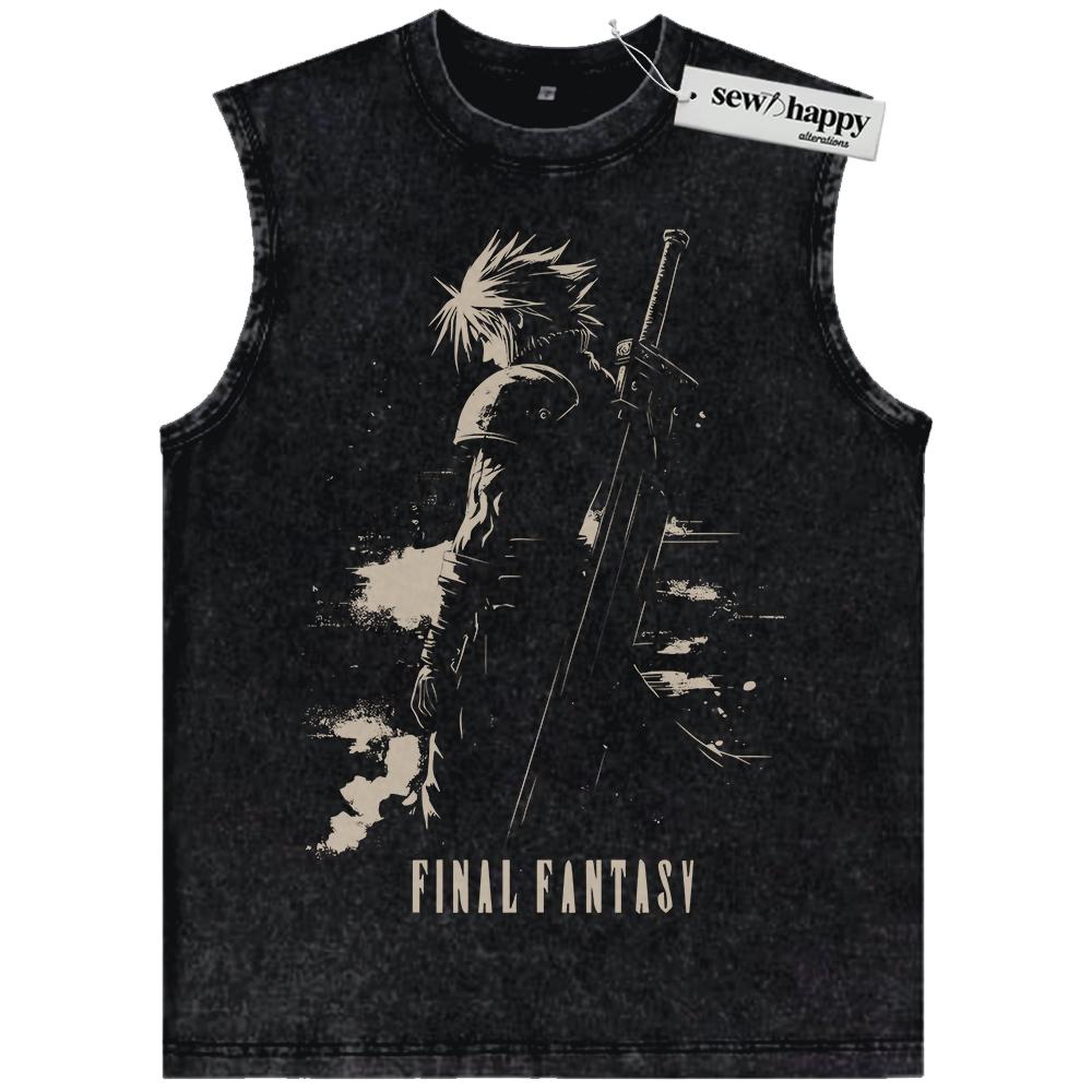 Wash Tank Top Cloud Strife Tank Top, Final Fantasy Tank Top, Game Tank Top, Vintage Tank Top
