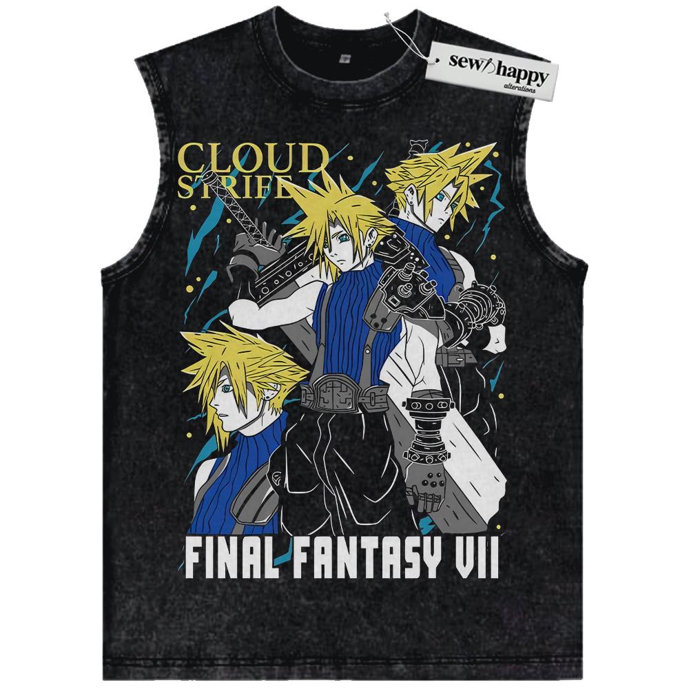Wash Tank Top Cloud Strife Tank Top, Final Fantasy Tank Top, Game Tank Top, Vintage Tank Top