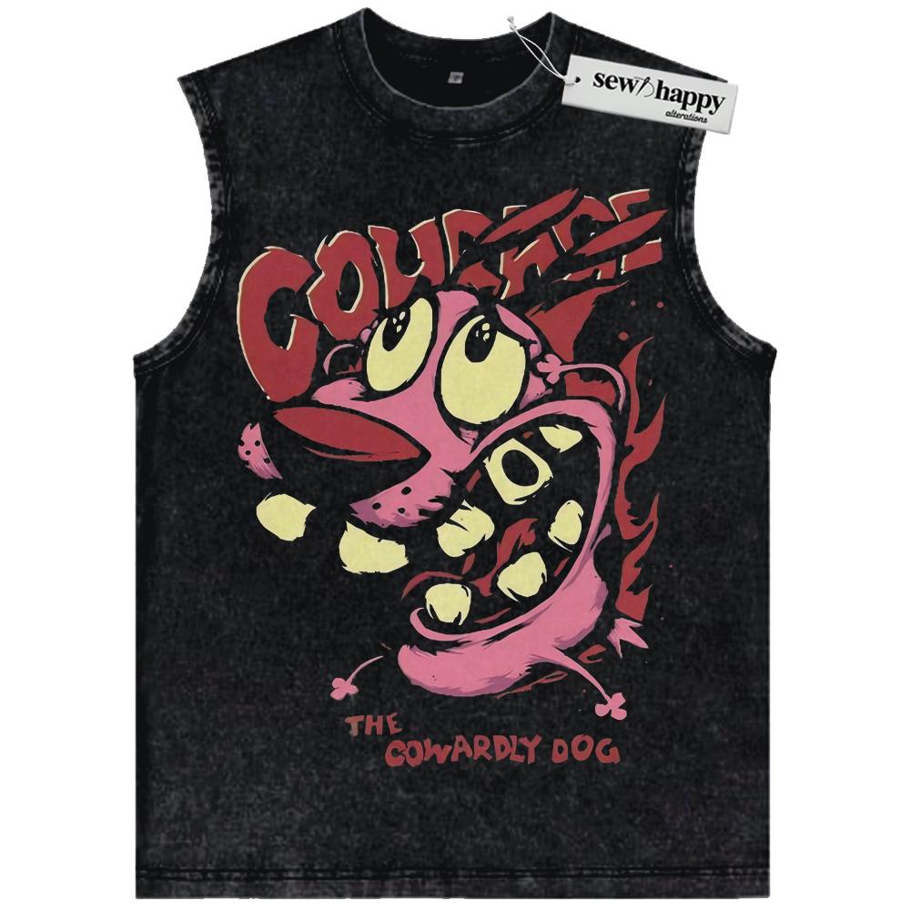 Wash Tank Top Courage the Cowardly Dog Tank Top, Animated Tank Top, Vintage Tank Top