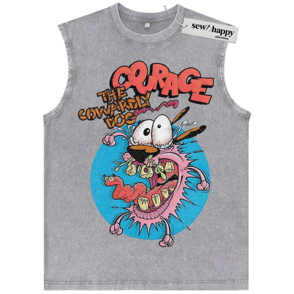 Wash Tank Top Courage the Cowardly Dog Tank Top, Animated Tank Top, Vintage Tank Top