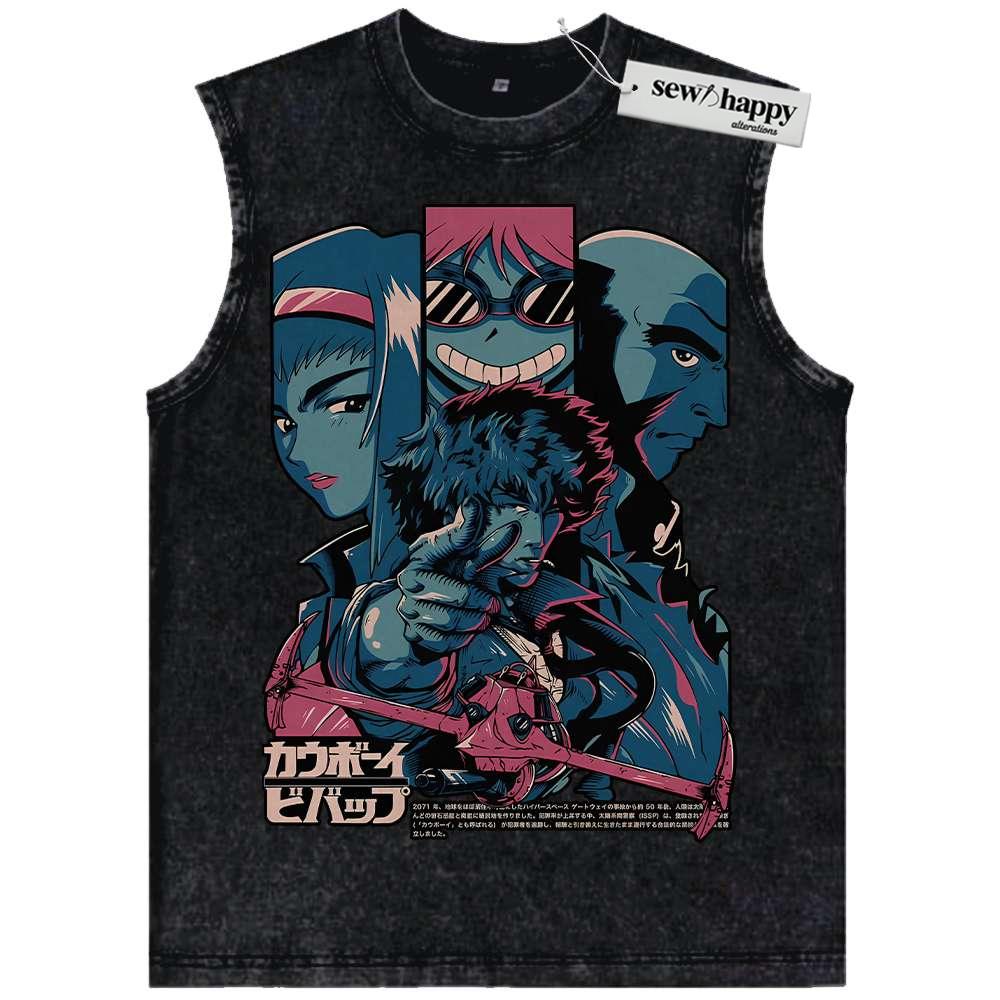 Wash Tank Top Cowboy Bebop Tank Top, Anime Tank Top, Vintage Tank Top