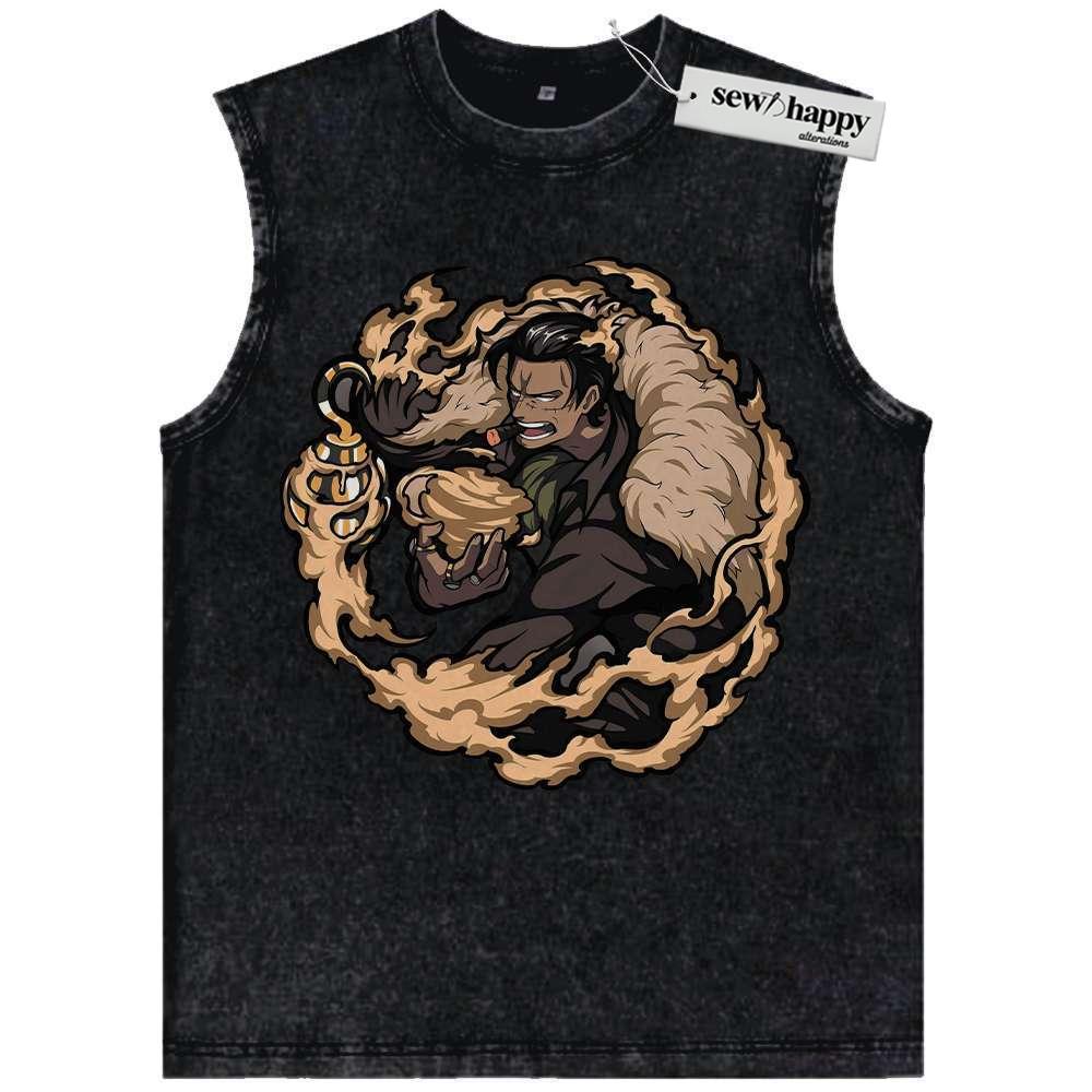 Wash Tank Top Crocodile Tank Top, One Piece Tank Top, Anime Tank Top, Vintage Tank Top