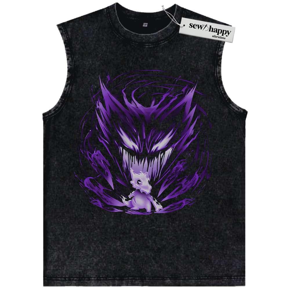 Wash Tank Top Cubone vs Haunter Tank Top, Pokemon Tank Top, Anime Tank Top, Vintage Tank Top