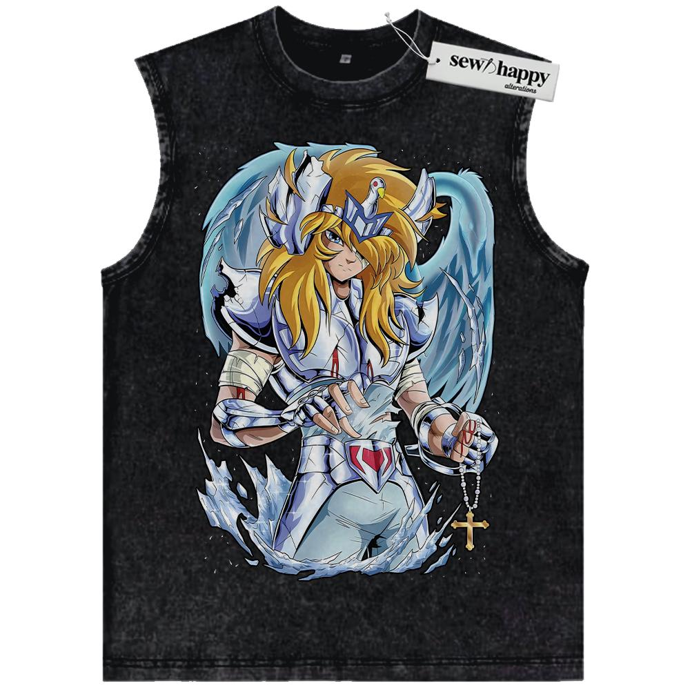 Wash Tank Top Cygnus Hyoga Tank Top, Saint Seiya Tank Top, Anime Tank Top, Vintage Tank Top