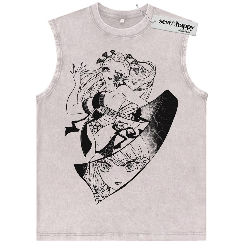 Wash Tank Top Daki Tank Top, Demon Slayer Tank Top, Anime Tank Top, Vintage Tank Top