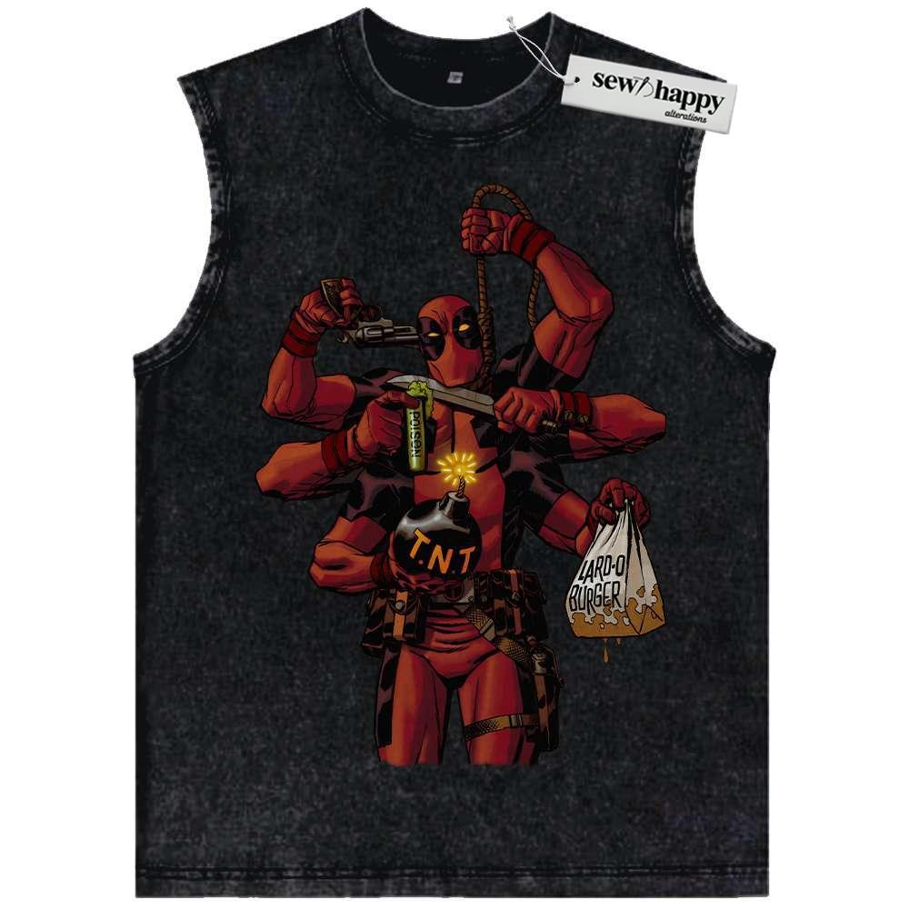Wash Tank Top Deadpool Tank Top, Marvel Comics Tank Top, Vintage Tank Top