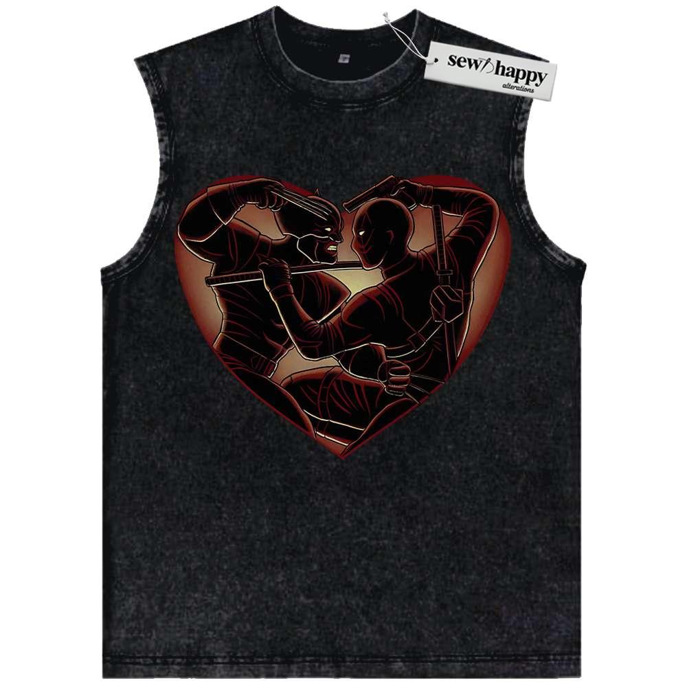 Wash Tank Top Deadpool vs Wolverine Tank Top, Marvel Comics Tank Top, Vintage Tank Top