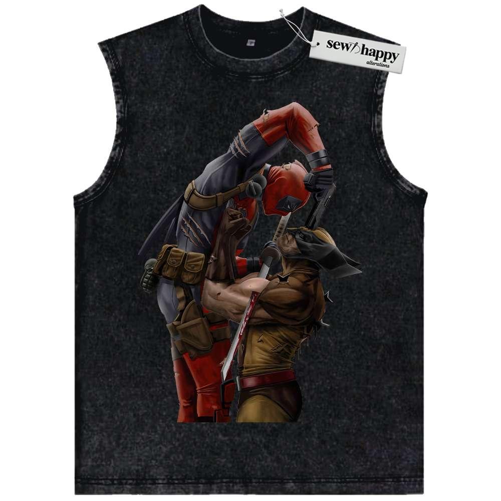 Wash Tank Top Deadpool vs Wolverine Tank Top, Marvel Comics Tank Top, Vintage Tank Top