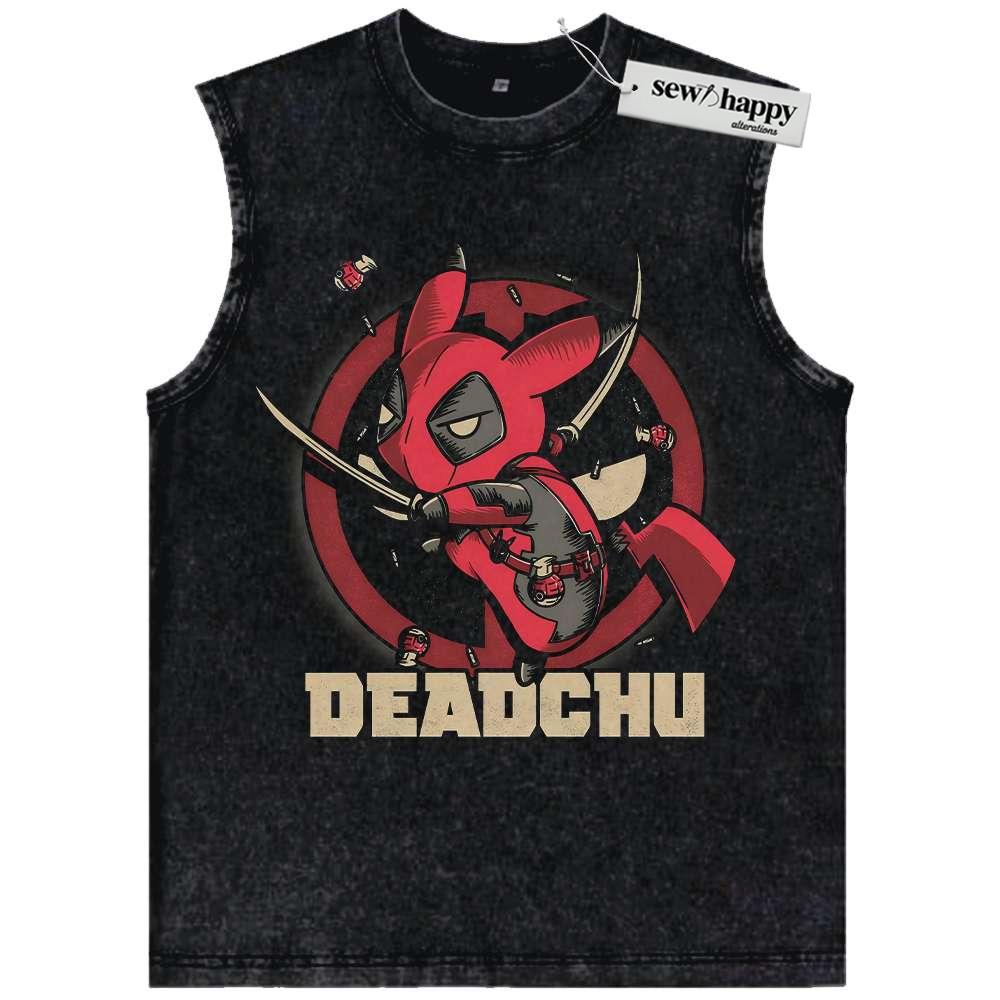 Wash Tank Top Deadpool x Pikachu Tank Top, Pokemon Tank Top,Anime Tank Top, Vintage Tank Top