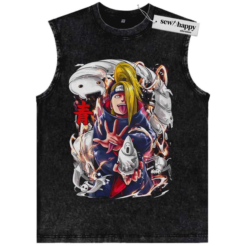 Wash Tank Top Deidara Tank Top, Naruto Tank Top, Anime Tank Top, Vintage Tank Top