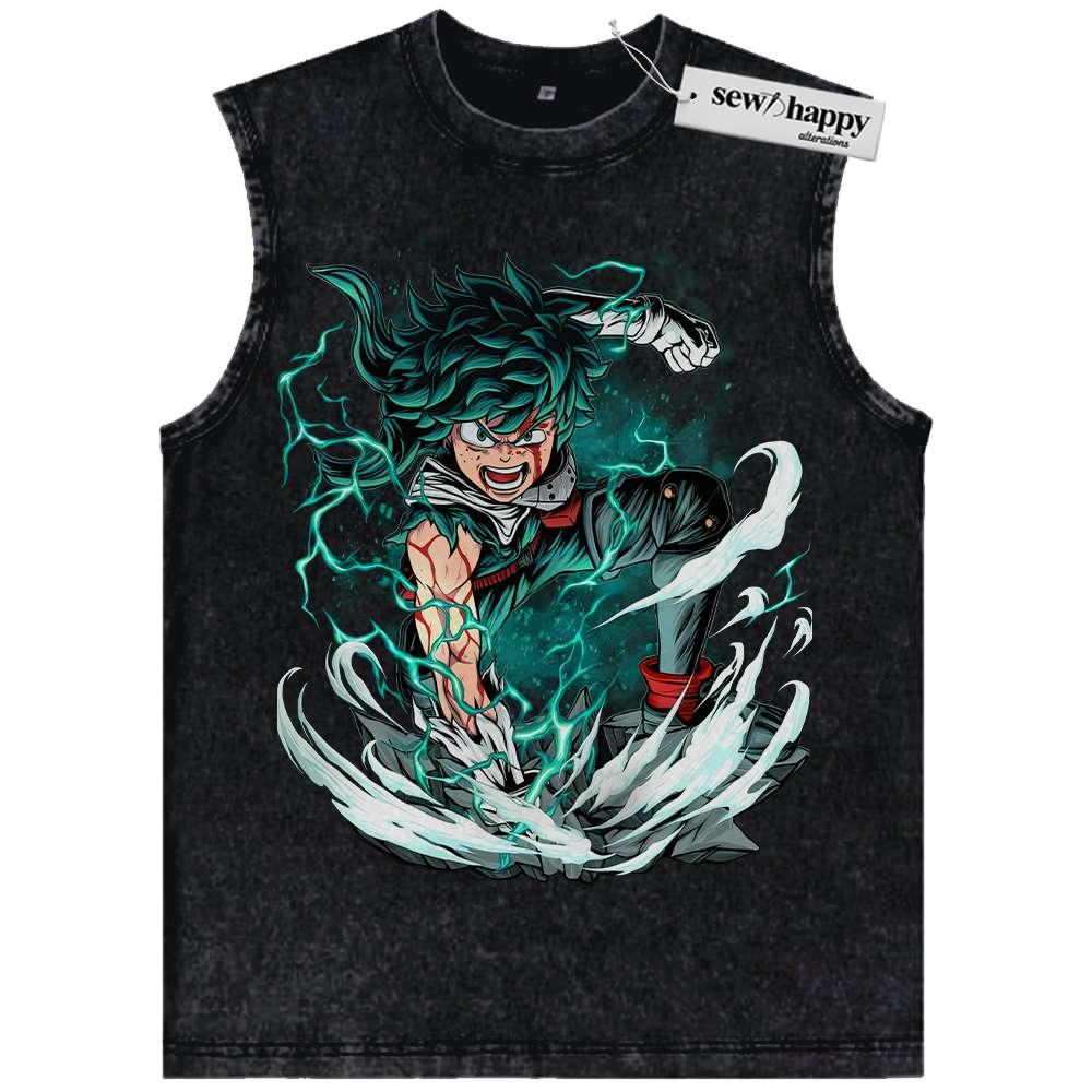 Wash Tank Top Deku Tank Top, Izuku Midoriya Tank Top, MHA Tank Top, Anime Tank Top, Vintage Tank Top