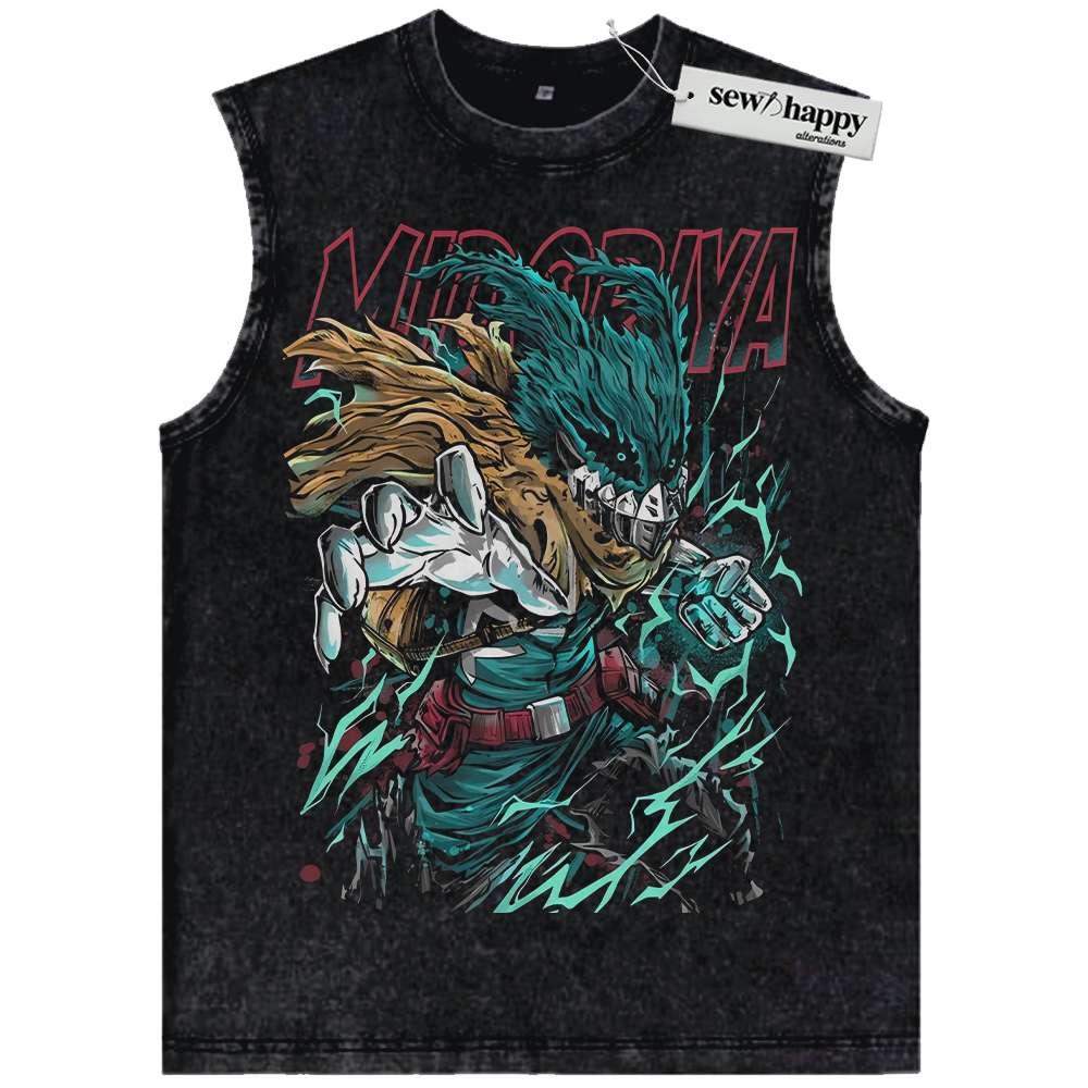 Wash Tank Top Deku Tank Top, Izuku Midoriya Tank Top, MHA Tank Top, Anime Tank Top, Vintage Tank Top