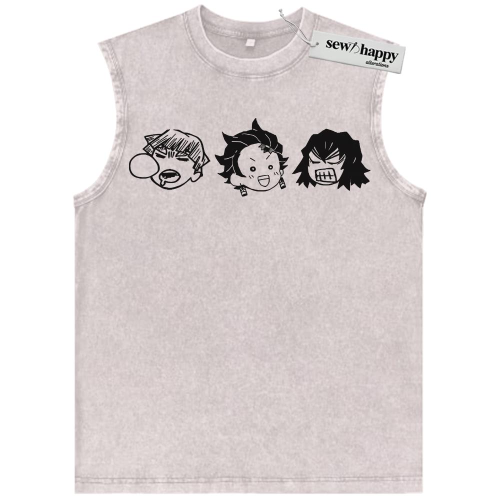 Wash Tank Top Demon Slayer Tank Top, Anime Tank Top, Vintage Tank Top