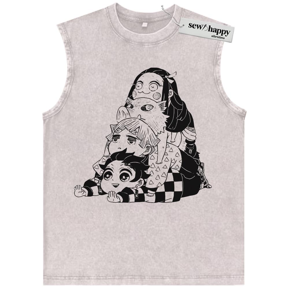 Wash Tank Top Demon Slayer Tank Top, Anime Tank Top, Vintage Tank Top