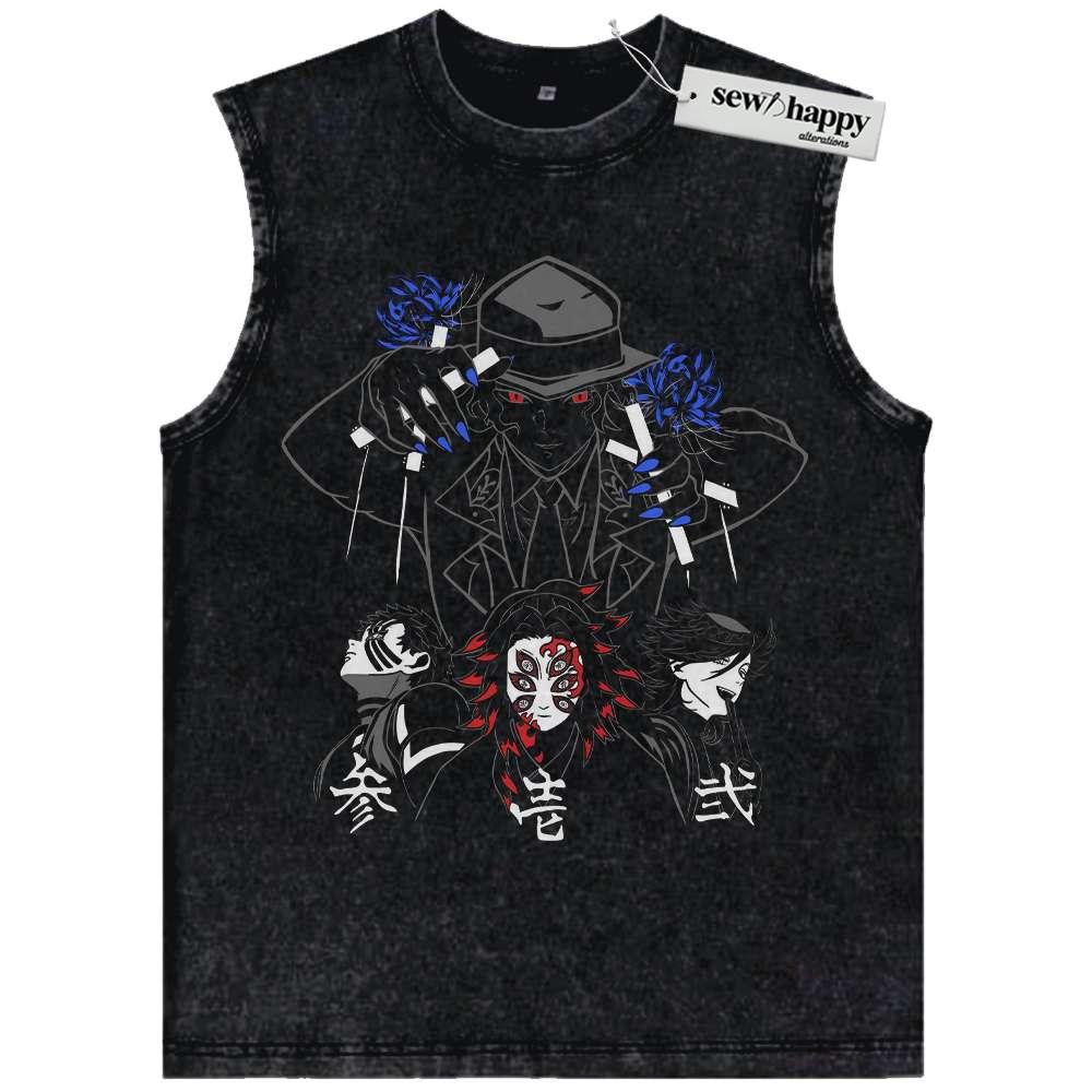 Wash Tank Top Demon Slayer Tank Top, Anime Tank Top, Vintage Tank Top
