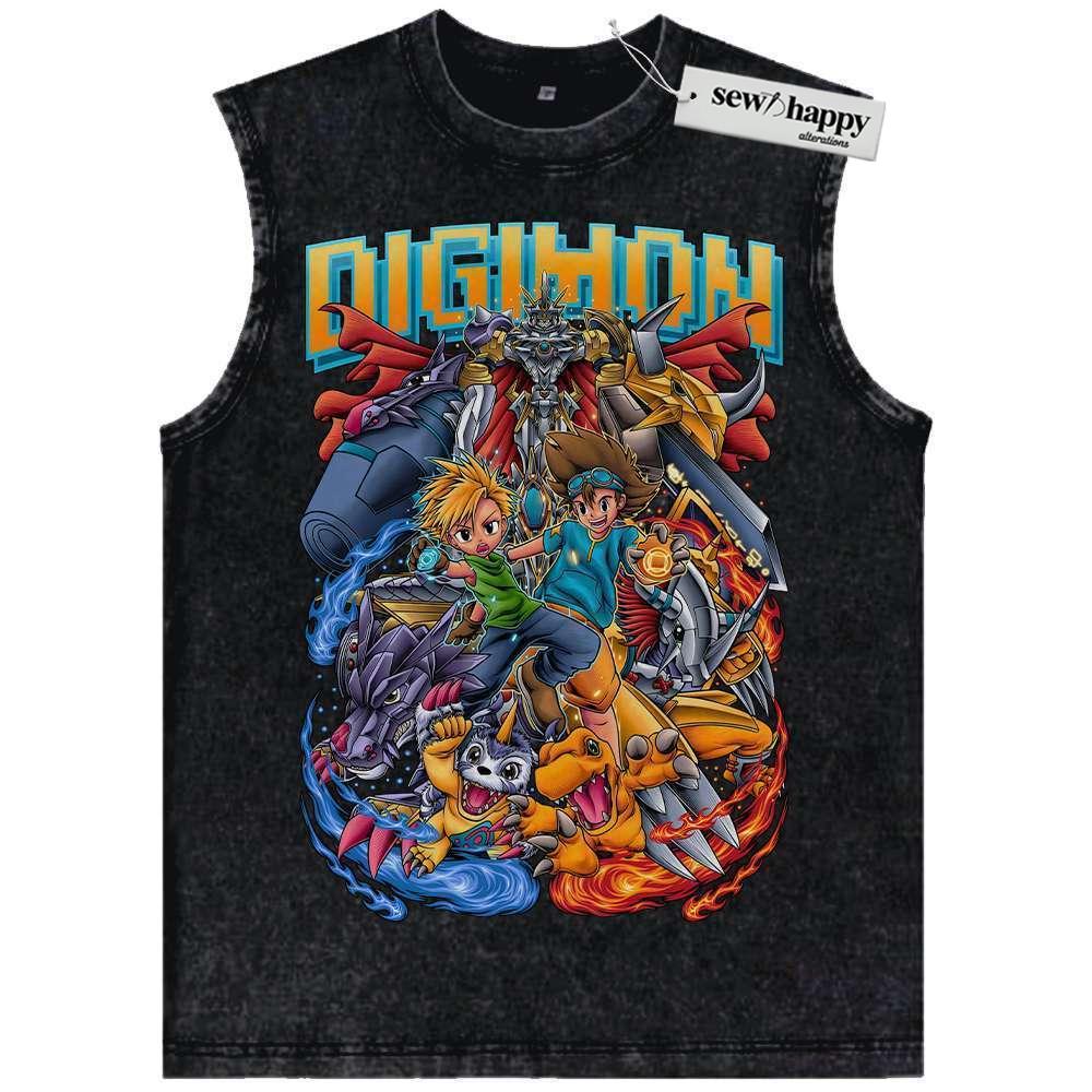 Wash Tank Top Digimon Adventure Tank Top, Anime Tank Top, Vintage Tank Top