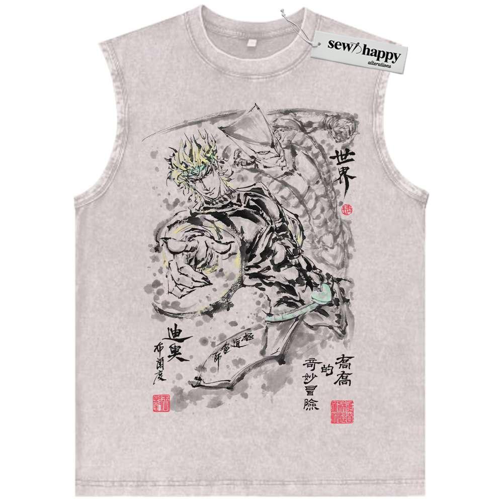 Wash Tank Top Dio Brando Tank Top, JoJo’s Bizarre Adventure Tank Top, Anime Tank Top, Vintage Tank Top