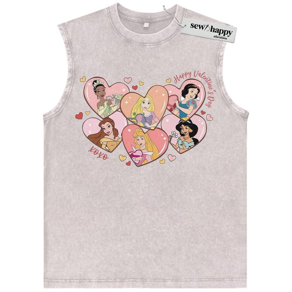 Wash Tank Top Disney Princess Tank Top, Valentine Tank Top, Animated Tank Top, Vintage Tank Top