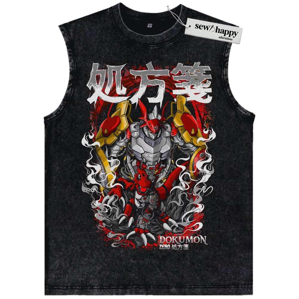 Wash Tank Top Dokumon Tank Top, Digimon Tank Top, Anime Tank Top, Vintage Tank Top