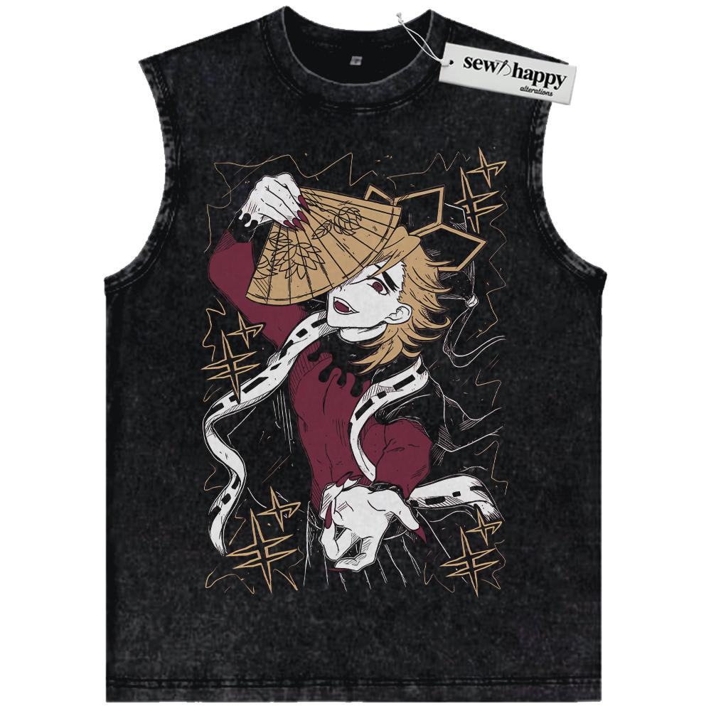 Wash Tank Top Doma Tank Top, Demon Slayer Tank Top, Anime Tank Top, Vintage Tank Top